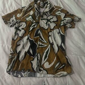 Zara Brown and White Floral Men's Shirt